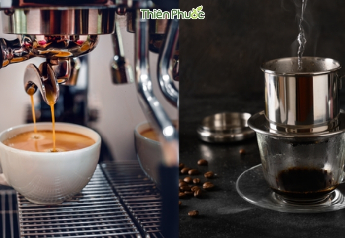 So sánh cà phê pha máy và cà phê phin - Nên chọn loại nào?
